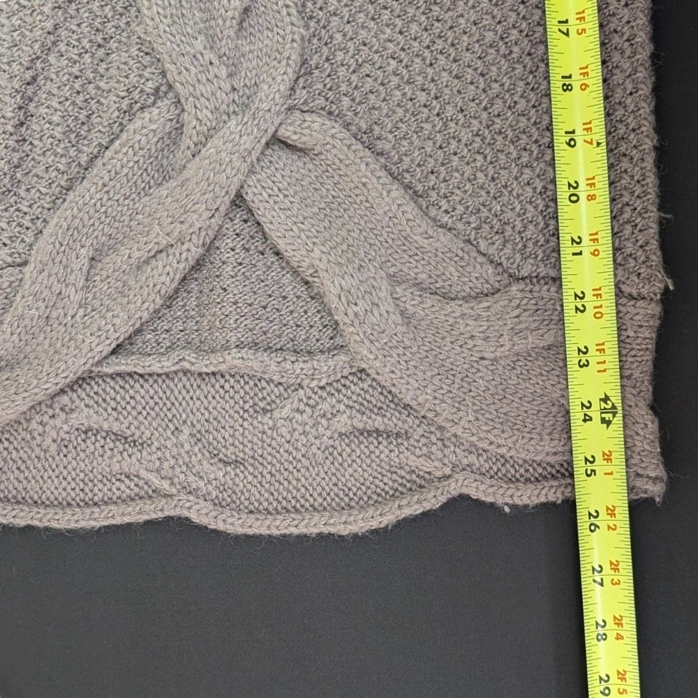 LOFT Small Taupe Alpaca Wool Cable Knit Cowl Neck Chunky Tunic Sweater Chic Cozy - Picture 6 of 7